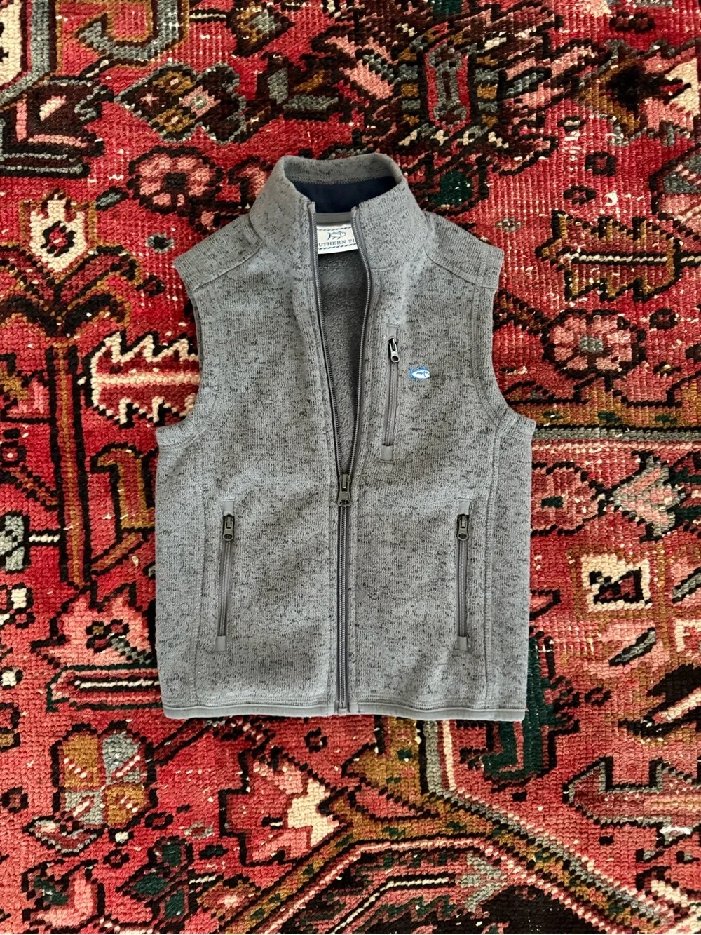 Southern Tide Gray Fleece Zip Vest